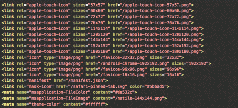 Lots of links in head are now required to geth the right favicon setting on all devices.