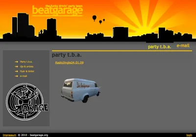 Party project Website: the funky driv'in Beatgarage